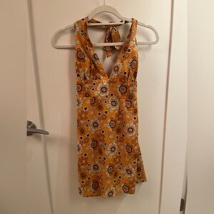 Cider Floral Halter Dress in Orange and White